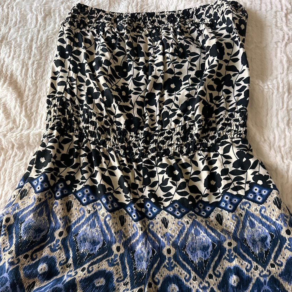 Xhilaration Strapless Black and Blue Romper